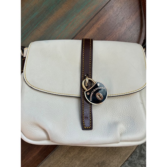 Dooney Bourke Cream Pebble Leather Lock Crossbody Bag - Picture 12 of 16
